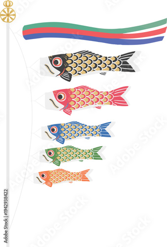 鯉のぼり 端午の節句のフラットなベクターイラスト 日本の伝統行事素材