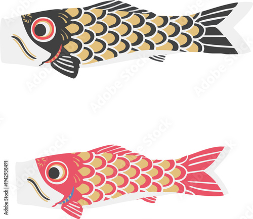 鯉のぼり 端午の節句のフラットなベクターイラスト 日本の伝統行事素材