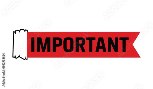A bold red banner with the word important written in black capital letters. vector illustration
