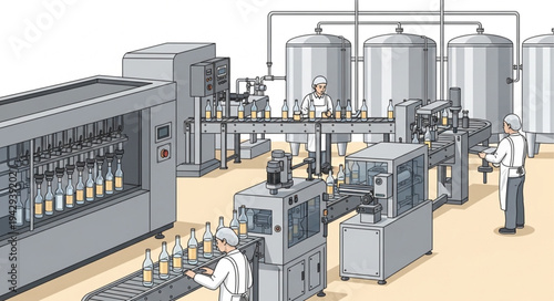 Industrial Brewery Production Facility Equipment.