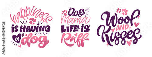 Dog bandana Print. Cute hand drawn doodle lettering quote about dog lovers. Lettering for t-shirt design, mug print, bag print, clothes fashion. 100% hand drawn vector image.
