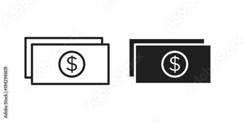 Cash icon collection vector illustrations, Vector pictogram
