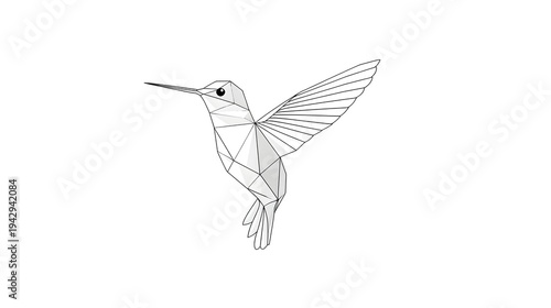 A minimalist ic depiction of a hummingbird created with a single continuous line  The clean flowing linework emphasizes its delicate form and graceful flight against a pure white isolated background