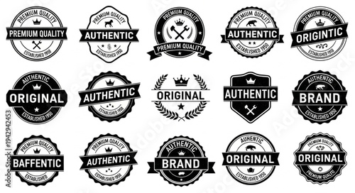 Collection of vintage authentic and original brand stamps and badges.