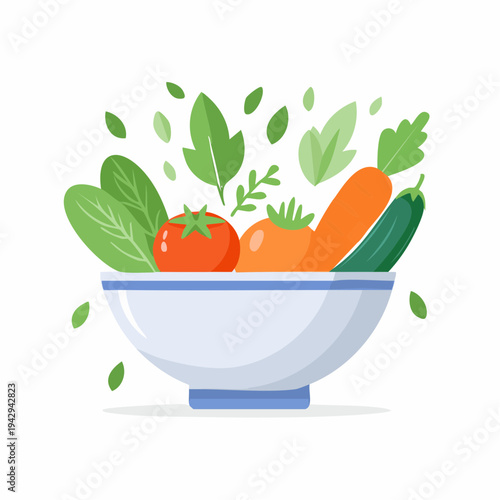 Fresh Vegetables in a Bowl A Wholesome and Healthy Food Illustration