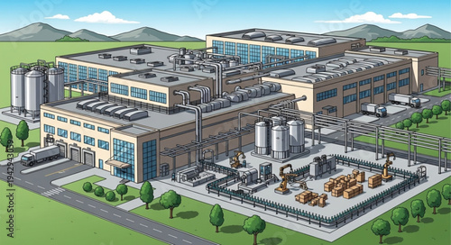 Industrial Complex with Modern Architecture.