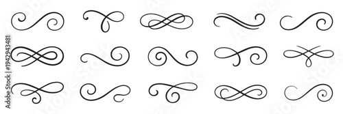 Set of decorative swirl calligraphic divider elements