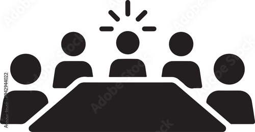 A group of people seated around a table in stark silhouette high quality