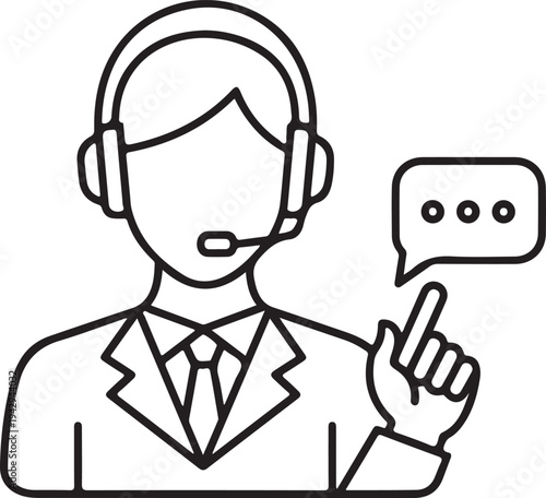 Customer service representative with headset and speech bubble a clean silhouette high quality