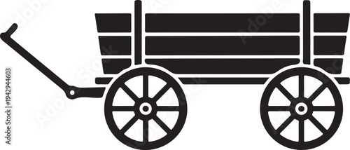 A black and white image of a wagon