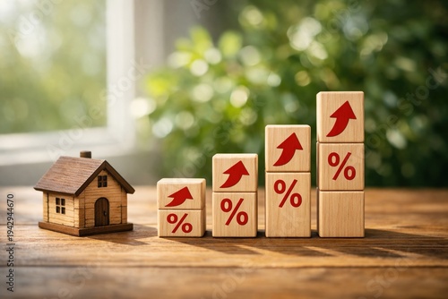 Real Estate Interest Rate Growth Concept with Housing Market Investment Increase and Financial Analytics