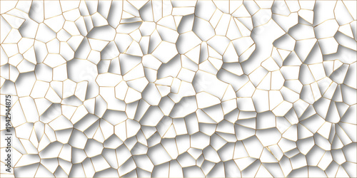 Beautiful white crystallized polygon background. abstract light white stone tile pattern with shadow. modern wallpaper, trendy simple minimal geometric background abstract mosaic backdrop.