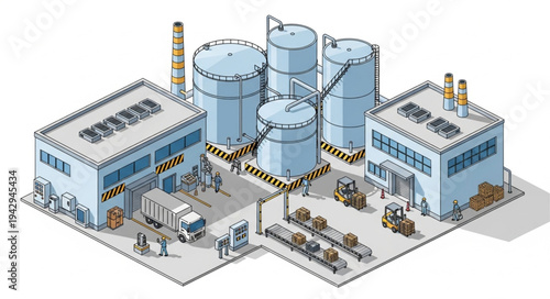 Industrial Facility with Storage Tanks.
