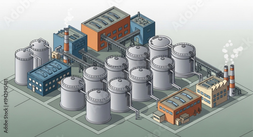 Industrial Facility with Storage Tanks.