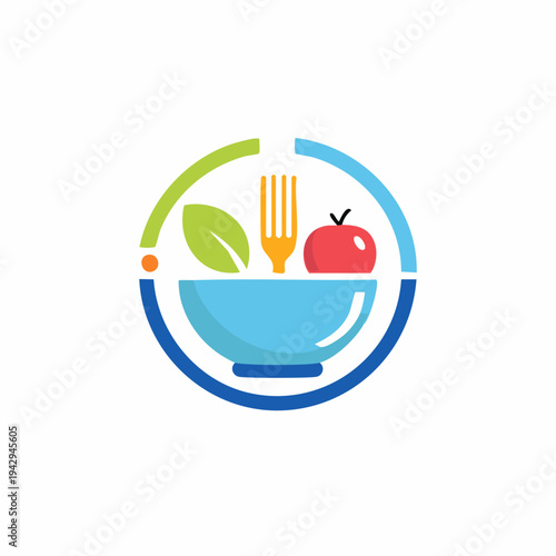 Vibrant Healthy Eating Logo Concept with Fresh Food Elements for Balanced Nutrition and Wellness