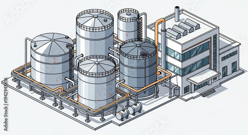 Industrial Facility with Storage Tanks.