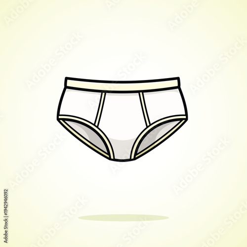 Classic White Men's Briefs Underwear Cute Cartoon Icon Vector Illustration. Isolated background. Flat Cartoon Style