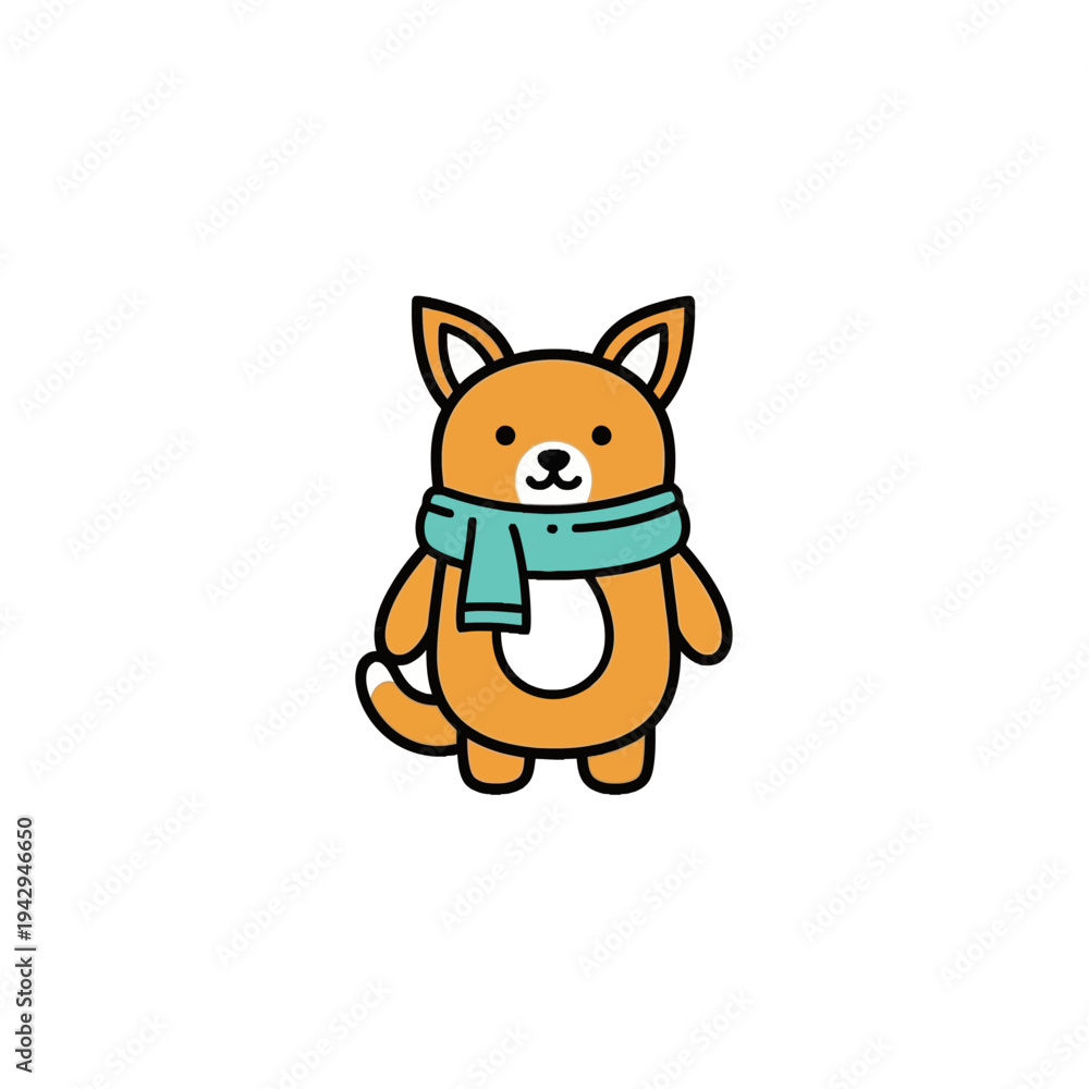 Fototapeta premium Cartoon dog wearing a scarf.