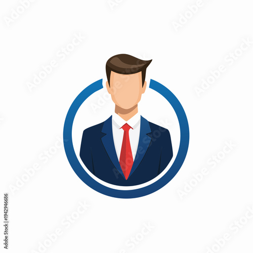 Professional Business Man In A Blue Suit And Red Tie, Business Icon