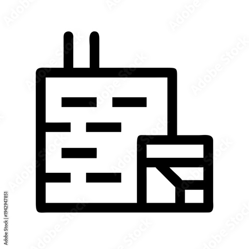 Modern apartment building with an open window and chimney on the roof isolated on white background, Vector