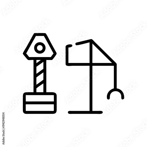 Iconic crane and portable canopy tent illustration isolated on white background, Vector