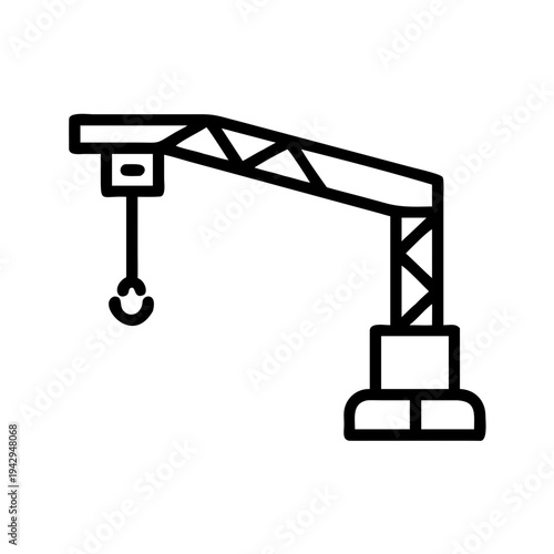 Crane lifting a heavy load with a hook attachment isolated on white background, Vector
