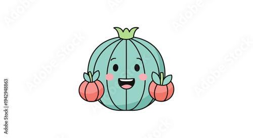 Cartoon watermelon with smiling face.