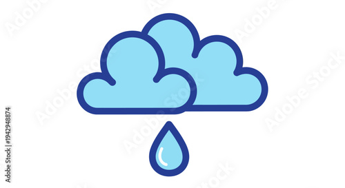 Cloud with rain drop symbol.