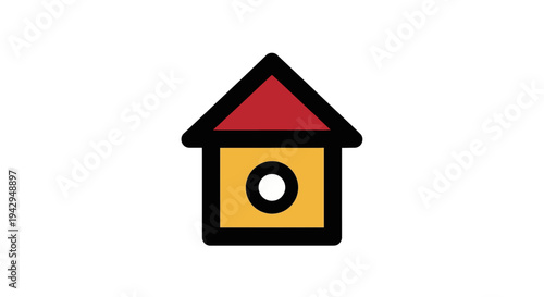 Colorful Bird House Icon Symbol.