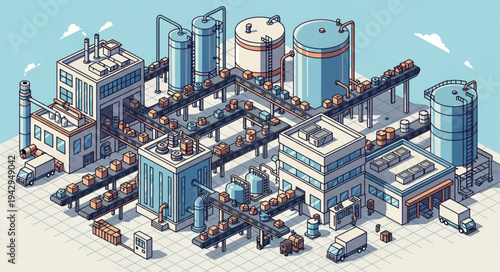 Industrial Facility with Storage Tanks.