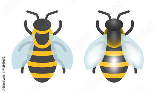 Bee icon set. Vector clipart isolated on white background.