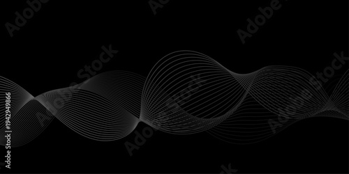 Abstract black background with whit line. Modern template abstract design flowing particles digital frequency track equalizer. abstract wave line for banner, wallpaper background with wave design