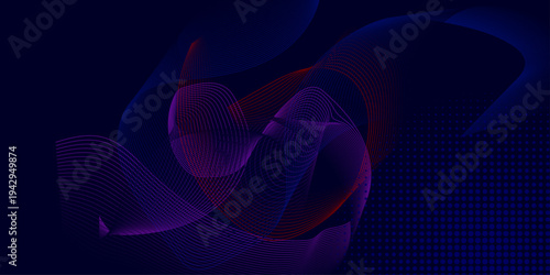 Neon wave abstract background glowing cyan and purple flowing lines on dark gradient, abstract wave line for banner, wallpaper background with wave design futuristic tech and synthase aesthetic