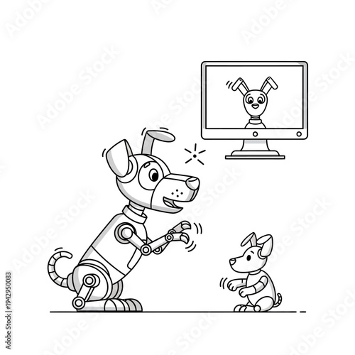 Robot Dog Teaches Puppy New Tricks on Computer Screen