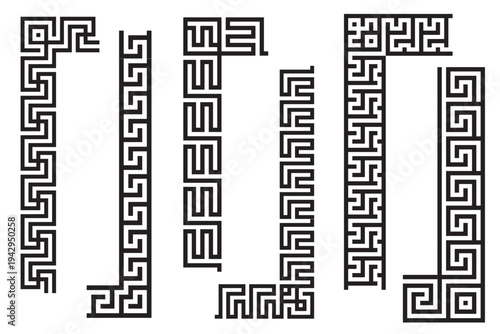 Set of decorative ornamental greek key patterns border - Vector modular with corner
