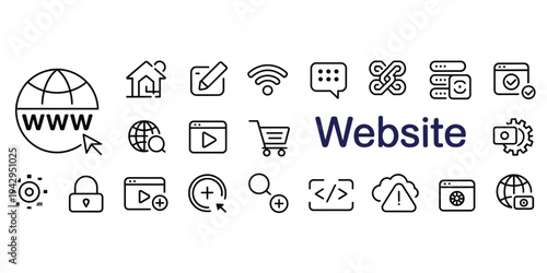 Website And Internet Technology Icons With W Globe And Browser Window cursor