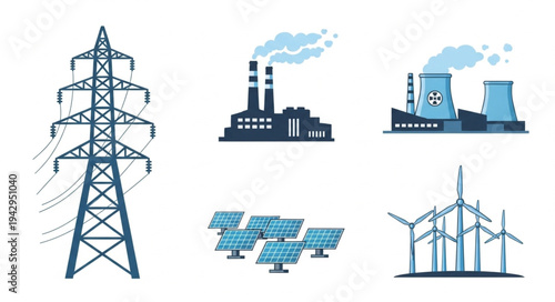 Collection of renewable and traditional energy generation sources.