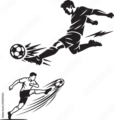 Soccer Player Kicking Ball Icon