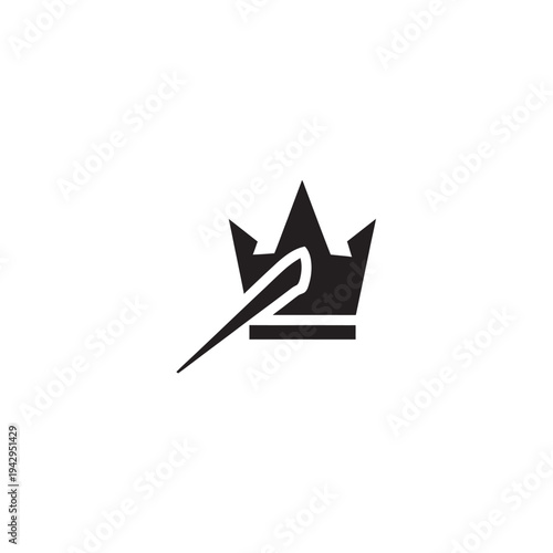 Royal Crown Icon with a Sharp Sword or Blade Element
