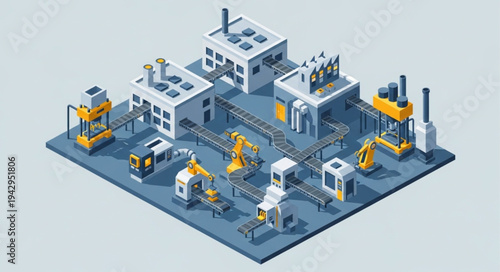 Industrial Factory 3D Model Rendering.