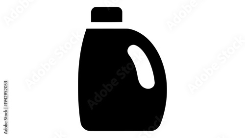 Black Laundry Detergent Bottle Icon for Cleaning Supplies, Flat Design Vector Illustration