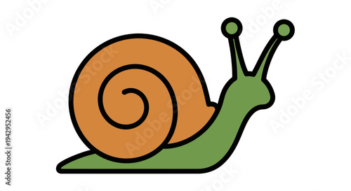 Colorful illustration of a snail moving.
