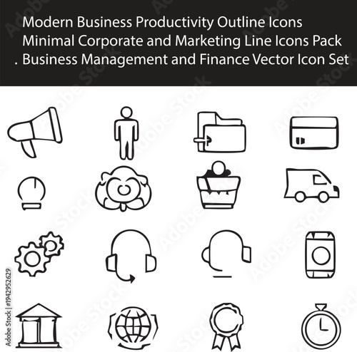 Set of black business and finance icons featuring vector symbols for office computer web mail and money reports