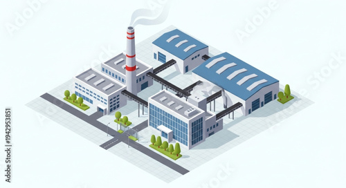 Industrial Factory Building Complex Structure.