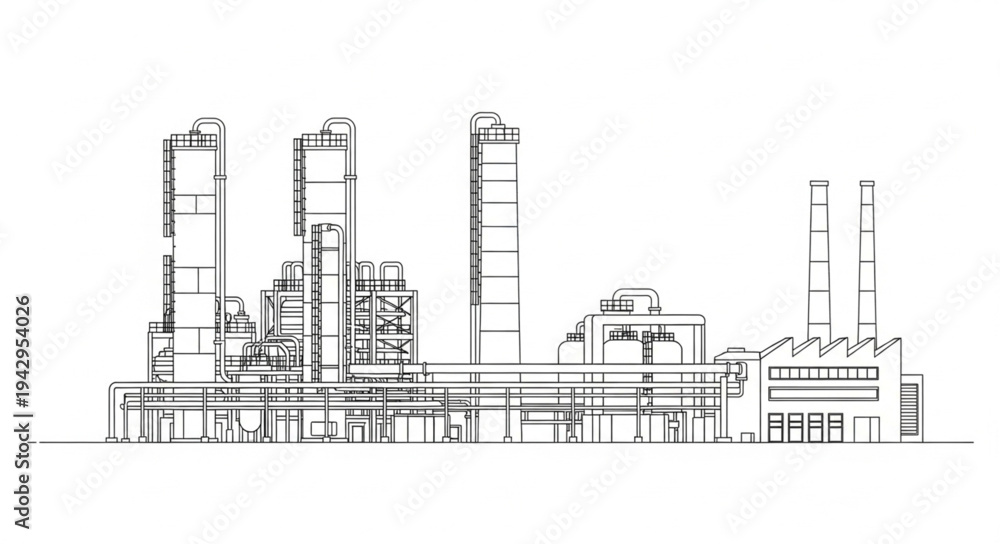 Obraz premium Industrial Factory Building Complex Structure.