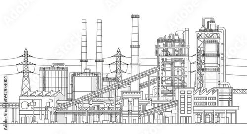 Industrial Factory Building Complex Structure.