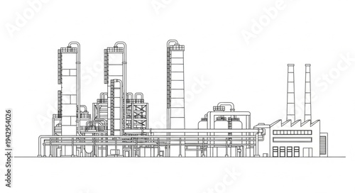 Industrial Factory Building Complex Structure.