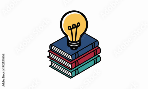 Education and Innovation Symbol Featuring Books and an Idea Light Bulb