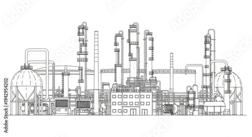 Industrial Factory Blueprint Technical Drawing.