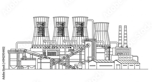 Industrial Factory Building Complex Structure.